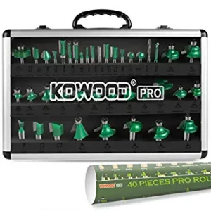 KOWOOD Pro Router Bits Sets of 40 Pieces 1/4 Inch Shank, Professional Woodworking Tools