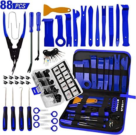 BYNIIUR 88 Pcs Trim Removal Tool,Auto Push Pin Bumper Retainer Clip Set Fastener Terminal