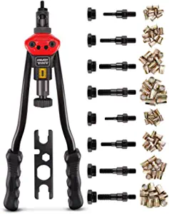 Amjoy Rivet Nut Tool 16'' Long Handles, Labor-Saving Rivet Tool Set with 8 Mandrels(Metric and SAE)