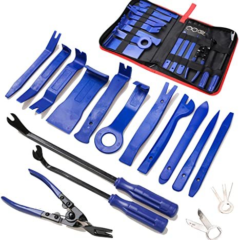 19Pcs Trim Removal Tool,Car Panel Door Audio Trim Removal Tool Kit, Auto Clip Pliers Fastener Remover Pry Tool Set