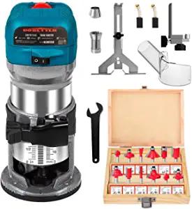 Dobetter 6.5-Amp Wood Router Tool, 1.25 HP Compact Trim Router with 6 Variable Speed