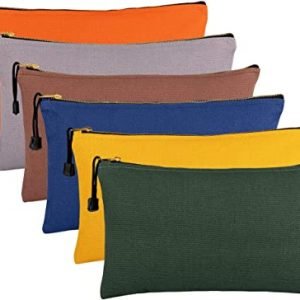 6 Pack Canvas Tool Bags Heavy Duty 16 oz. Canvas Tool Multipurpose Pouch Tote Bag with Dependable Metal Zippers