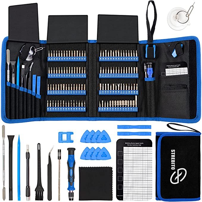 STREBITO Screwdriver Sets 142-Piece Electronics Precision Screwdriver with 120 Bits Magnetic Repair Tool Kit for iPhone, MacBook,