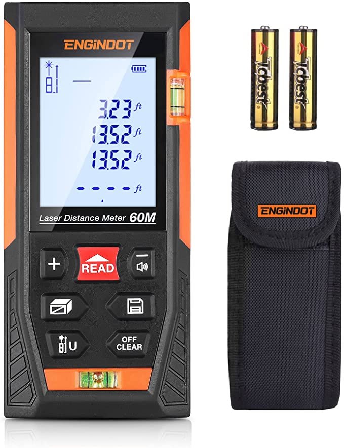 Laser Measurement Tool 196Ft, ENGiNDOT Digital Laser Measure w/2 Bubble Levels