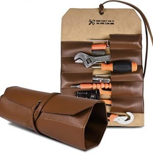 Birthday Gifts for Dad from Daughter Son Kids Wife, If Dad Can't Fix It No One Can PU Leather Tool Roll Up Bag