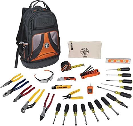 Klein Tools 80028 Hand Tools Kit includes Pliers, Screwdrivers, Nut Drivers, Backpack, and More Jobsite Tools, 28-Piece