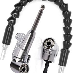 2Pcs 105 Degree 1/4"Right Angle Drill Adapter Hex Shank Screwdriver Angled Bit Holder Power Drill Tool and Flexible Angle Extension Bit Kit for Drill