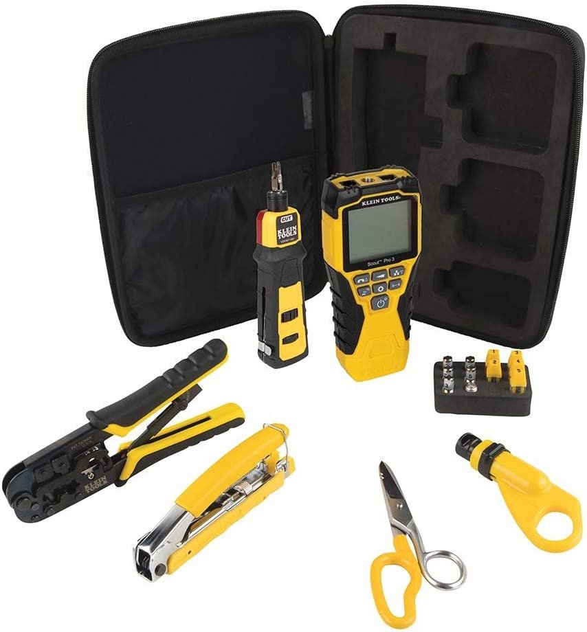Klein Tools VDV001819 Cable Installation Tools Set with Crimpers, Scout Pro 3 Cable Tester, Snips