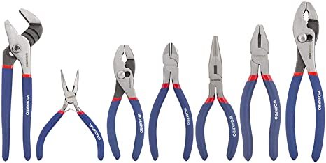 WORKPRO 7-piece Pliers Set (8-inch Groove Joint Pliers, 6-inch Long Nose, 6-inch Slip Joint, 4-1/2 Inch Long Nose
