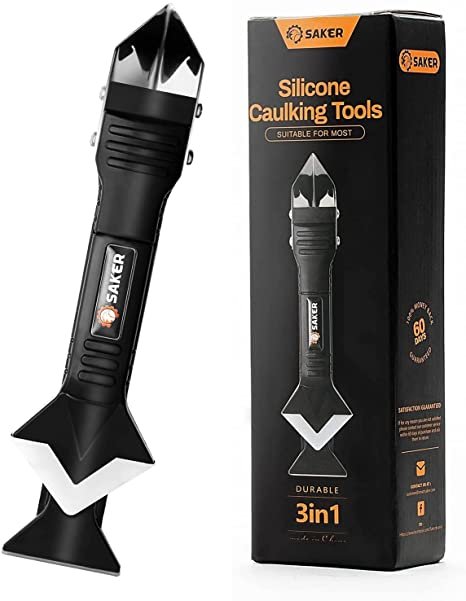 Saker Silicone Caulking Tools-3 in 1 Sealant Finishing Tool Grout Remove Scraper (Stainless Steelhead)