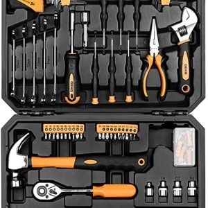 DEKOPRO 128 Piece Tool Set-General Household Hand Tool Kit, Auto Repair Tool Set, with Plastic Toolbox Storage Case