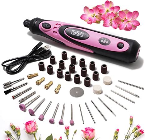 Utool Mini Cordless Rotary Tool Kit 4V with 42 Accessories, USB Charging and 3-Speed Mini Nail Drill for Trimming