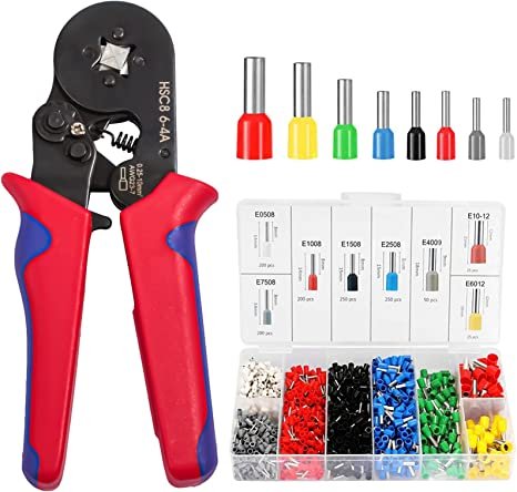 Ferrule Crimping Tool Kit,AWG23-7(0.25~10mm²) Self-Adjustable Ratchet Ferrule Crimper Set,Wire Crimping Tools with 1200PCS Wire Terminals Crimping Connectors Wire End Ferrules…