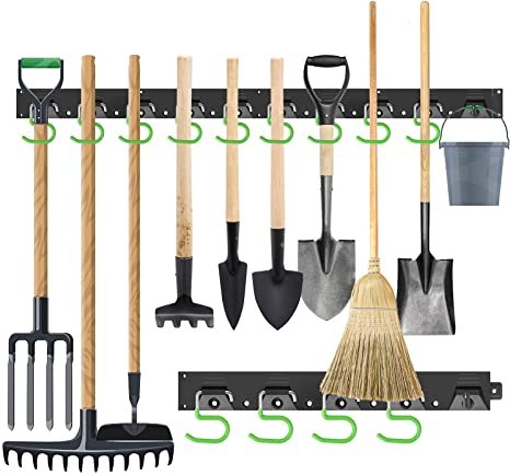 SWANLAKE 64 Inch Adjustable Storage System, Wall Mounted Hooks Tool Organizer,Garden Tool Hangers