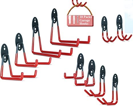 Garage Storage Utility Hooks,Wall Mount Garage Hanger Heavy Duty Garage Hooks for Fixing ladders, Garden Tools, Bicycles 10 Packs