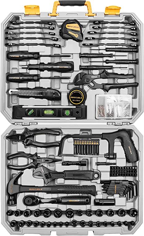 DEKOPRO 218-Piece General Household Hand Tool kit, Professional Auto Repair Tool Set for Homeowner
