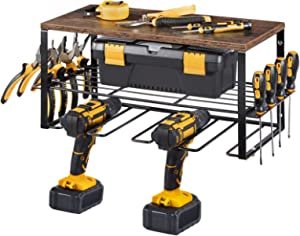 OUSHENG Power Tool Storage Organizer Wall Mount, Heavy Duty Tool Holder Rack for Cordless Drill