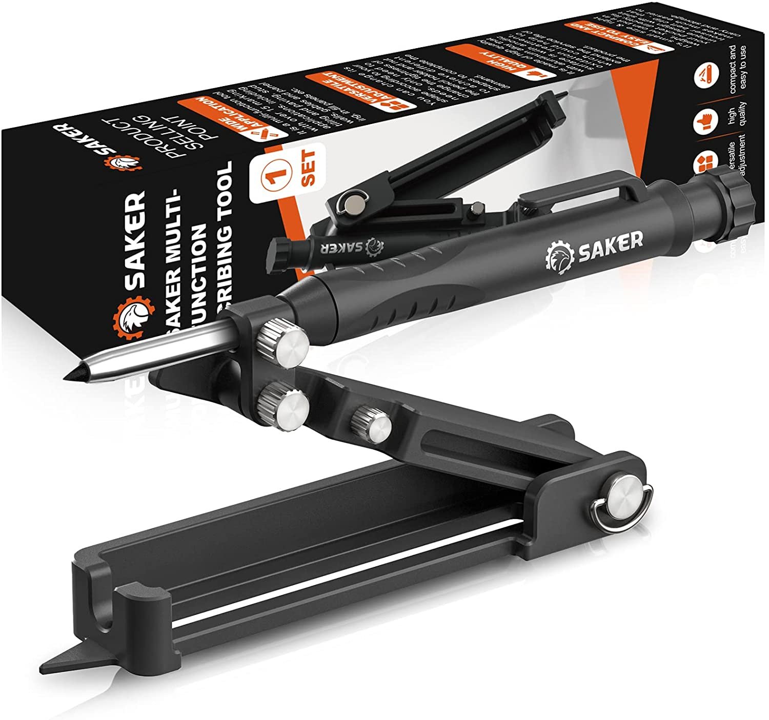 Saker Multi-function Scribing Tool- Construction Pencil- Aluminum Alloy Scribe Tool with Deep Hole Pencil