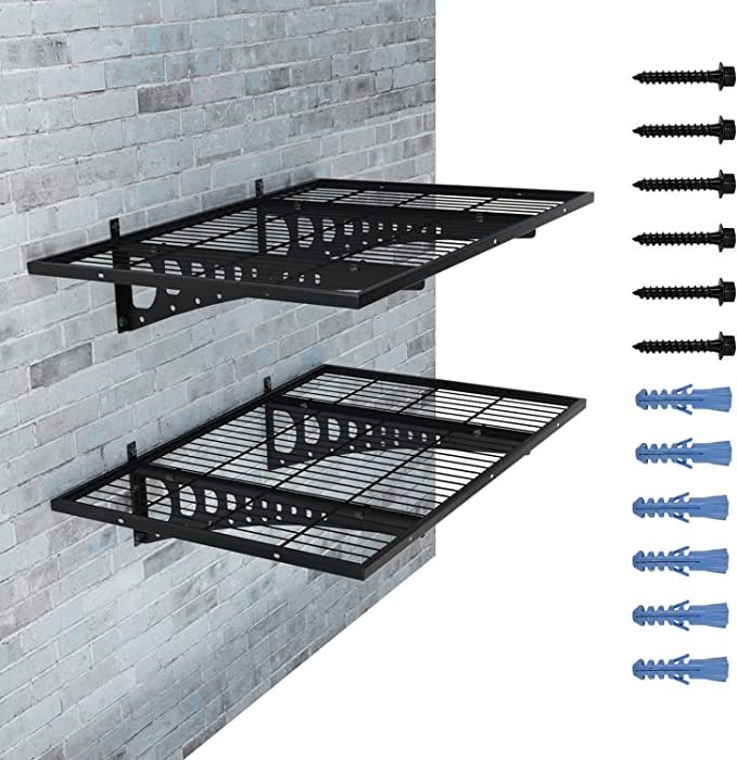 Garage Storage Rack Wall Shelf, Heavy Duty Sturdy Corner Wall-Mounted Floating Shelving