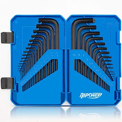 InPower Allen Wrench Set, SAE and Metric Hex Key Set 30pcs, Allen Key Set Tools with Storage Case for Hex Head Socket Screws.