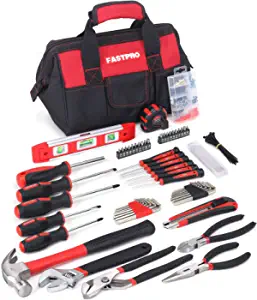 FASTPRO 215-Piece Home Repairing Tool Set with 12-Inch Wide Mouth Open Storage Bag,Household Hand Tool Kit