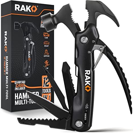 RAK Hammer Multi-Tool - Multi-Functional 12 in 1 Mini Hammer Camping Gear Survival Tool for Men