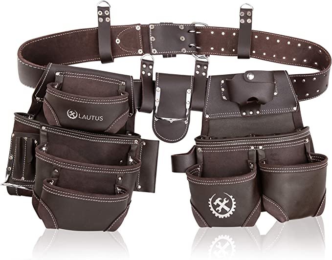 LAUTUS Oiled Tanned Rig Tool Belt/Pouch/Bag, Carpenter, Construction